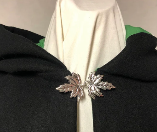 Cloak Clasp - Leaf Cloak Clasp Set of 3 in Silver or Gold, Clip on or Sew on