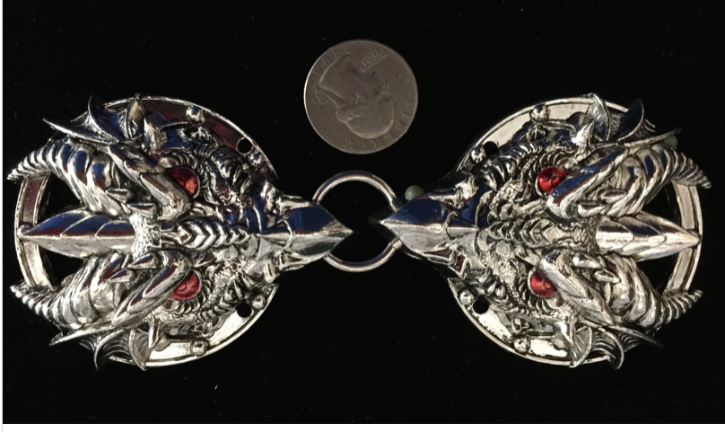 Cloak Clasp - Silver Red Eye Dragon Cloak Clasp