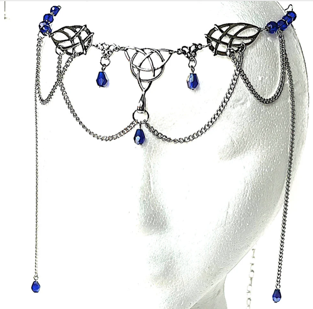 Tiara - Celtic Tiara in Silver colors in Blue, Green, Red or Purple