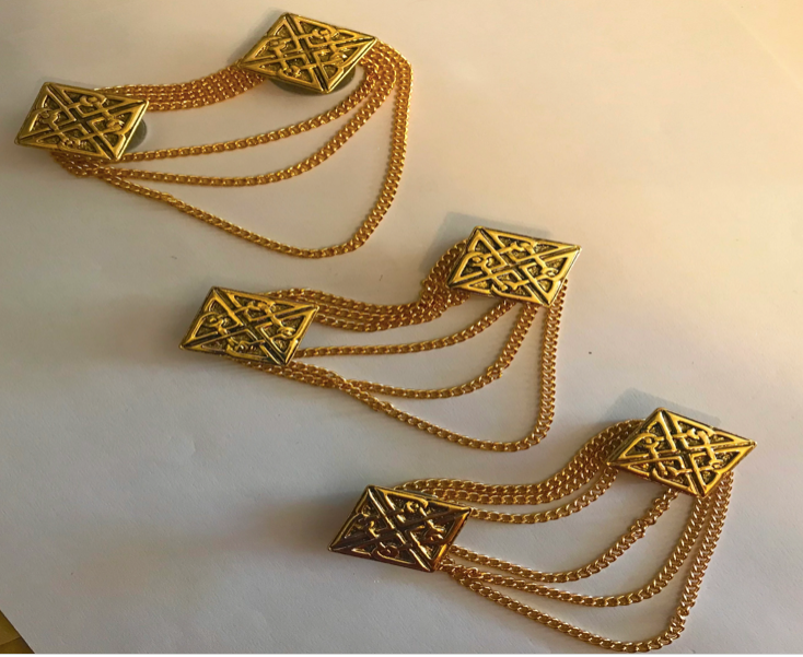 Cloak Clasp - Celtic Cloak Clasp Set of 3 in Gold or Silver