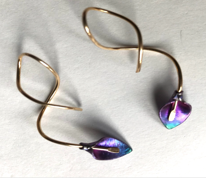 Earrings - Single Lily Swirl Titanium Earrings in Sterling Silver or Gold Filled