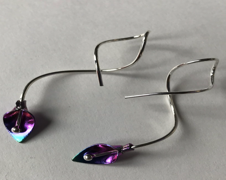 Earrings - Single Lily Swirl Titanium Earrings in Sterling Silver or Gold Filled