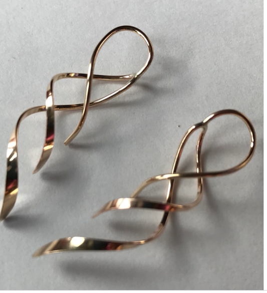 Earrings - Double Strand Swirly Earrings in Silver or Gold