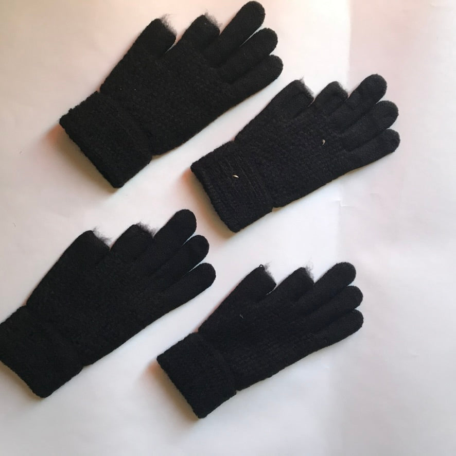 Two Finger Gloves - Two Pair Black