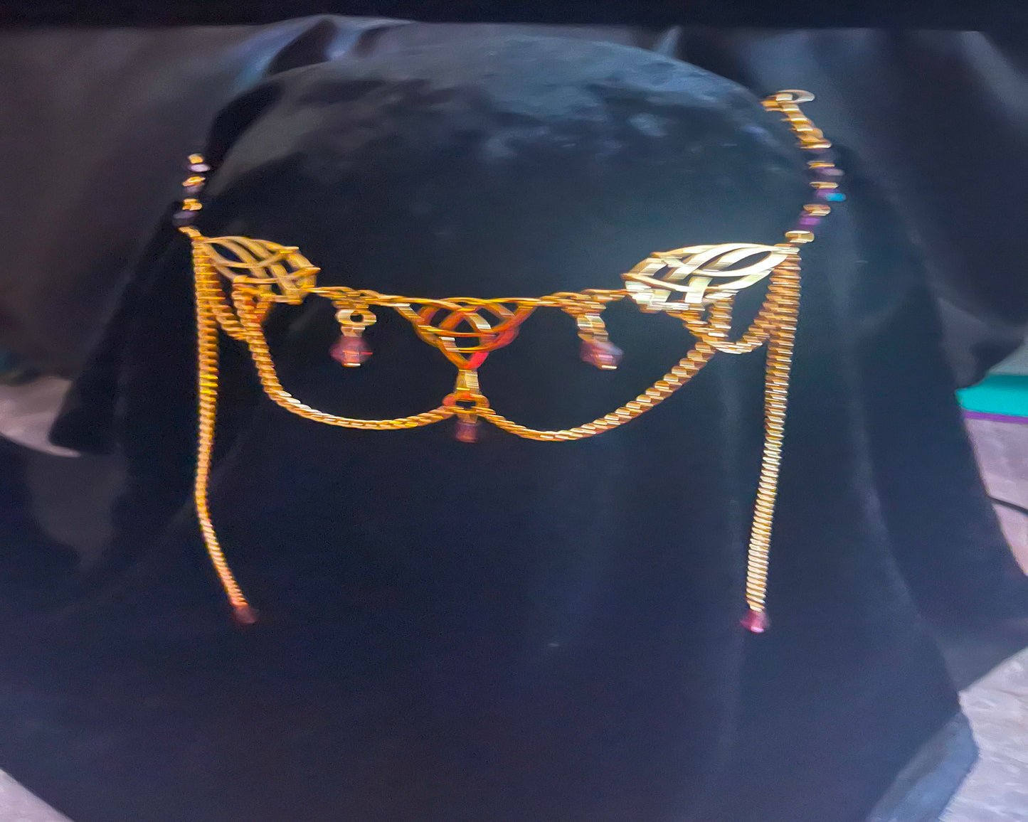 Tiara - Celtic Tiara in Gold  with Stone options of Blue, Red, Green or Purple