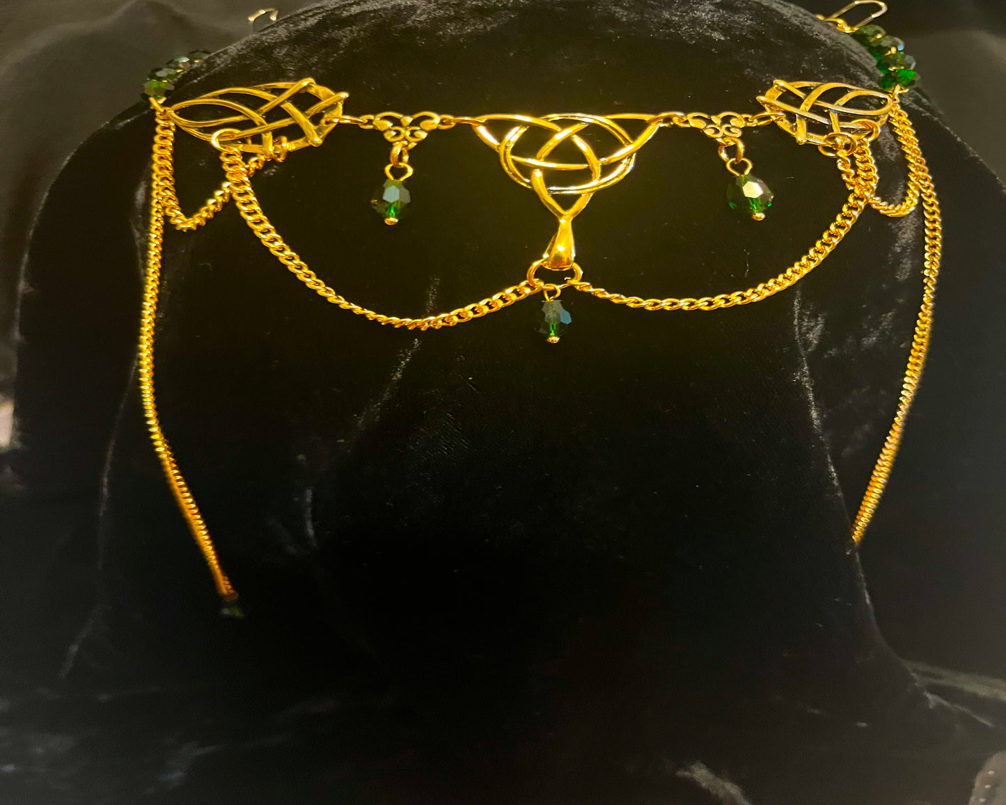 Tiara - Celtic Tiara in Gold  with Stone options of Blue, Red, Green or Purple