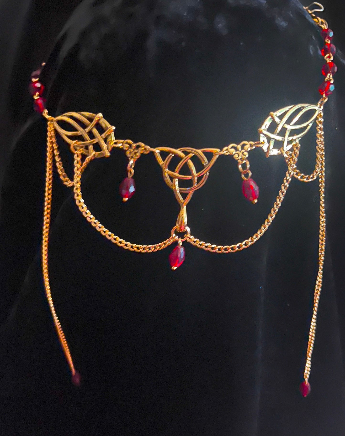 Tiara - Celtic Tiara in Gold  with Stone options of Blue, Red, Green or Purple