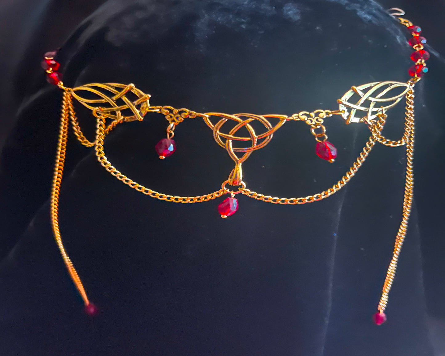 Tiara - Celtic Tiara in Gold  with Stone options of Blue, Red, Green or Purple