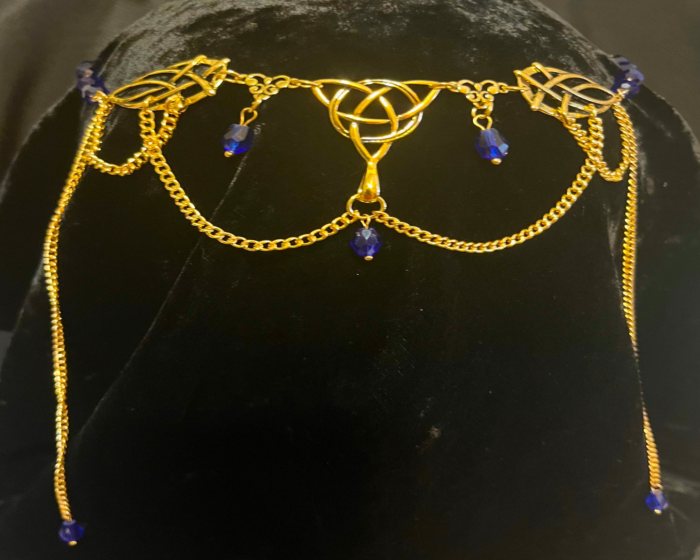 Tiara - Celtic Tiara in Gold  with Stone options of Blue, Red, Green or Purple