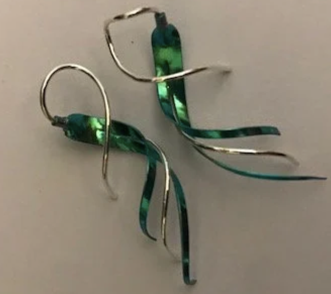 Earrings - Short Titanium and Silver Swirl ear threads